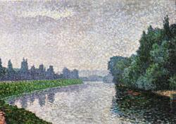 Albert Dubois-Pillet The Marne River at Dawn oil painting picture